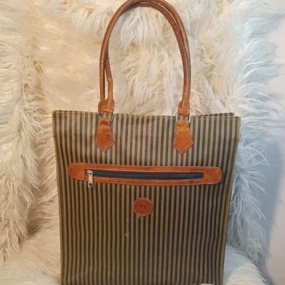 Fendi Handbags - VINTAGE FENDI PENGUIN STRIPED TOTE BAG